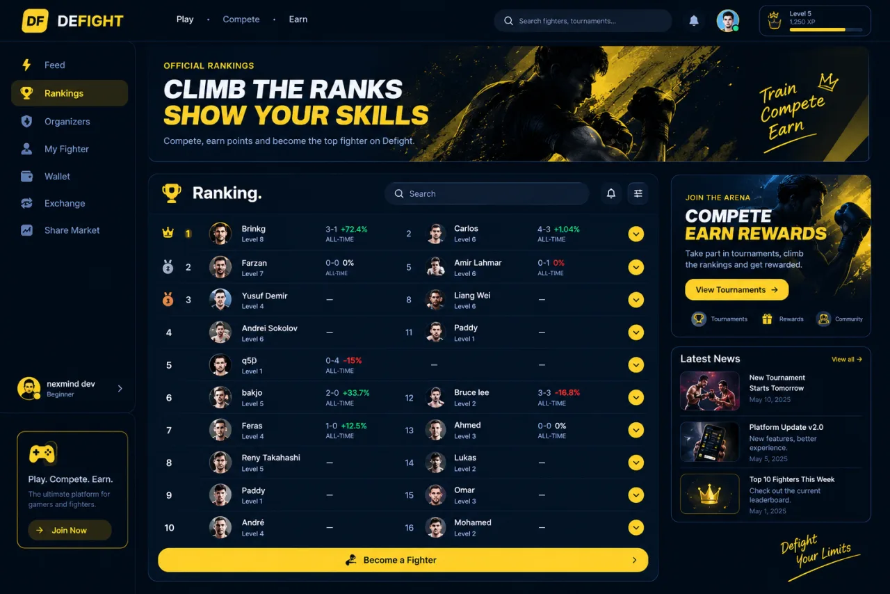DEFIGHT — aperçu du site