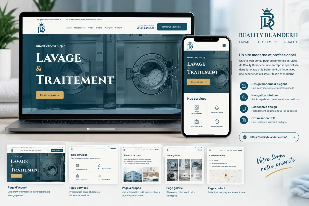Reality Buanderie — aperçu du site